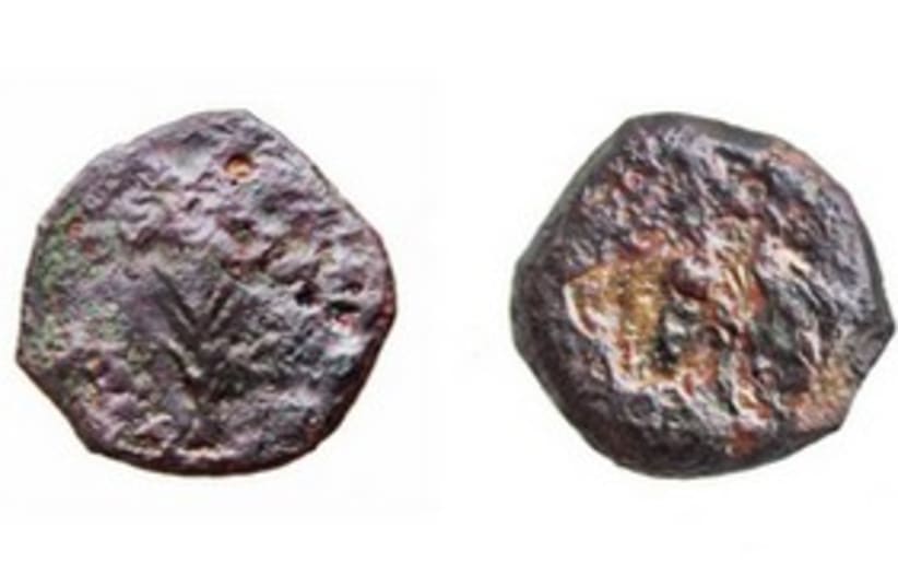 Coins found in Western Wall excavations (photo credit: Vladmir Neichin)