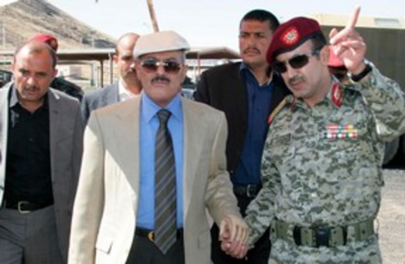 Yemen's President Ali Abdullah Saleh 311 (R) (photo credit: REUTERS)