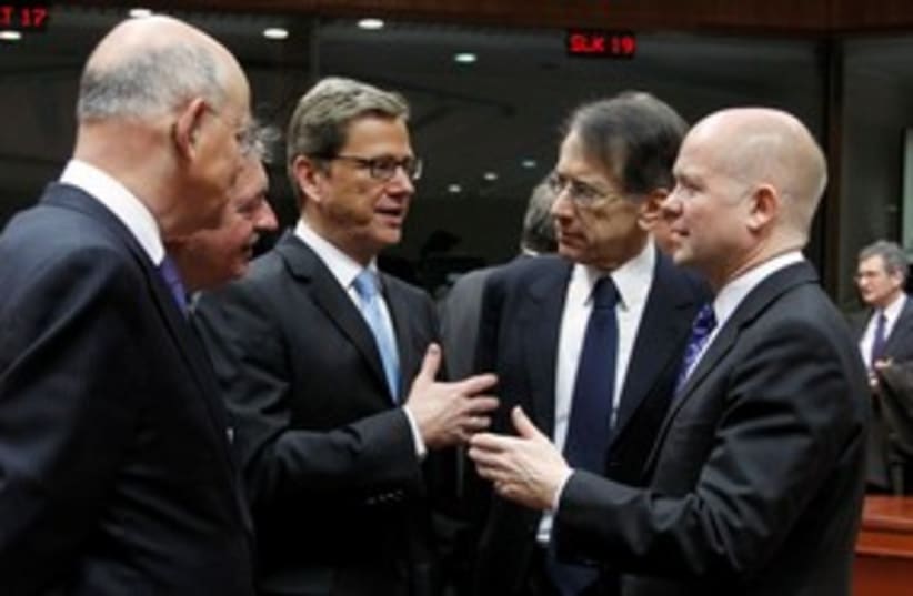 European foreign ministers ahead of EU meeting 311 (R) (photo credit: REUTERS/Thierry Roge)