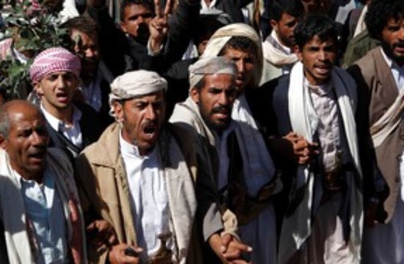 Yemen protesters 311 R (photo credit: REUTERS/Khaled Abdullah )