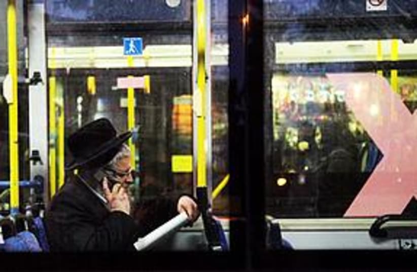 Religious man riding a bus 311 (photo credit: Marc Israel Salem)