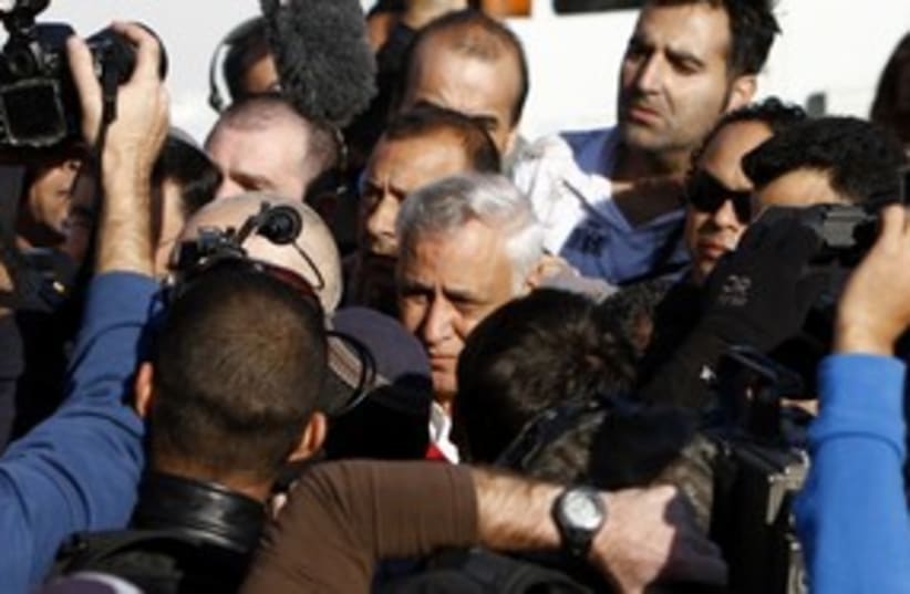 Media surrounds Moshe Katsav_311 (photo credit: Reuters)