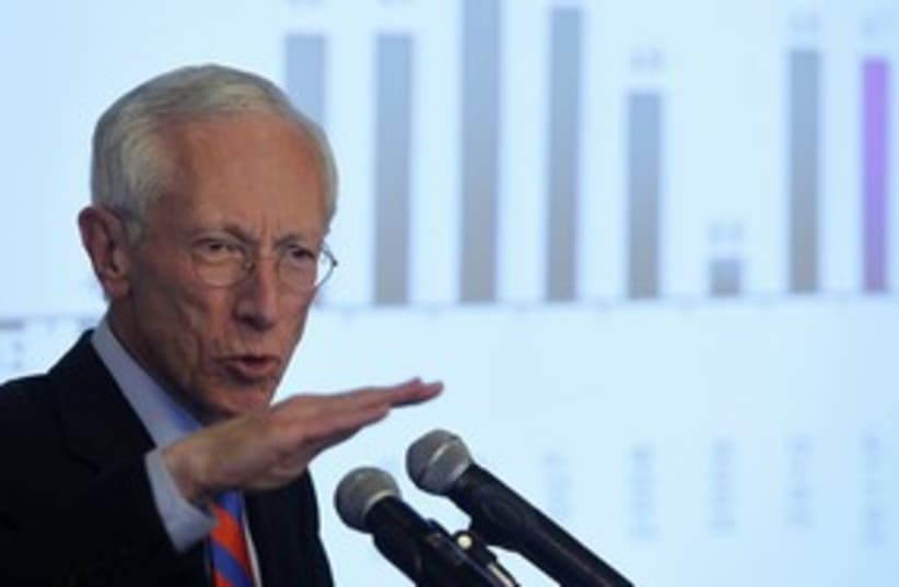 Stanley Fischer at press conference in Jerusalem_311 (photo credit: Reuters)