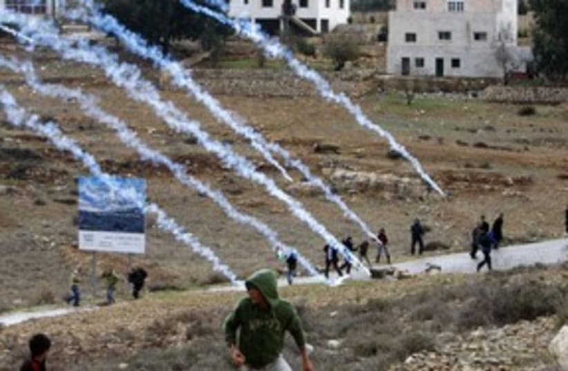 Nabi Saleh Palestinian protest, gas canisters_311 (photo credit: Reuters)