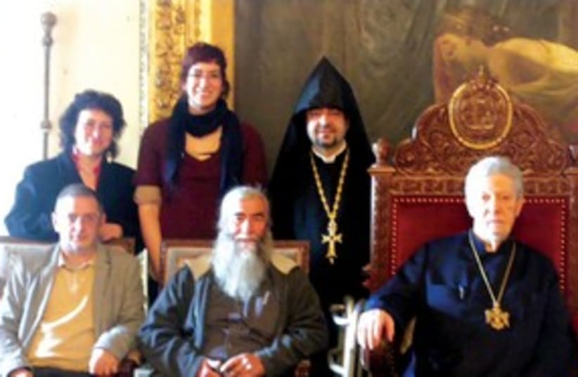 CITY COUNCILORS meet Armenian Patriarch Archbishop 311 (photo credit: Courtesy of Meir Margalit)