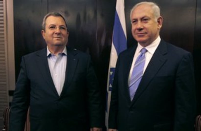 Prime Minister Netanyahu with Defense Minister Barak 311 (R) (photo credit: Ammar Awad / Reuters)