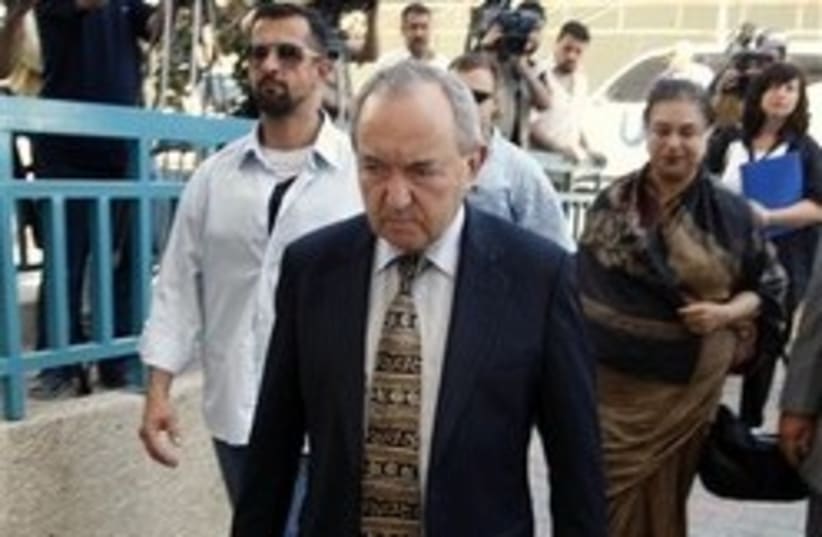 UN investigator Richard Goldstone arrives for a meeting at the Hamas Health Ministry, in Gaza City. (photo credit: AP)