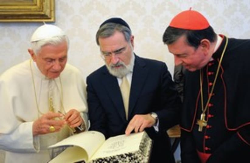 Pope Benedict, Jonathan Sacks 311 (photo credit: (L’Osservatore Romano/Reuters))