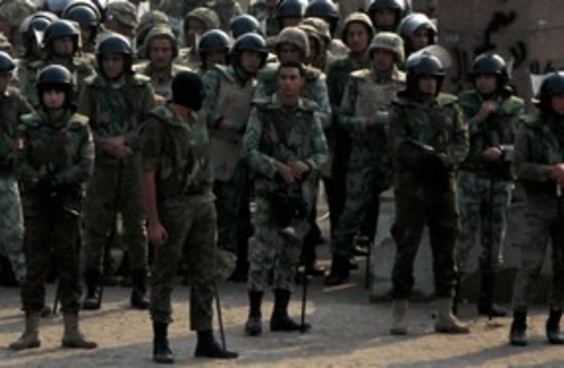 Egpytian soldiers in Tahrir Square 311 (photo credit: REUTERS)