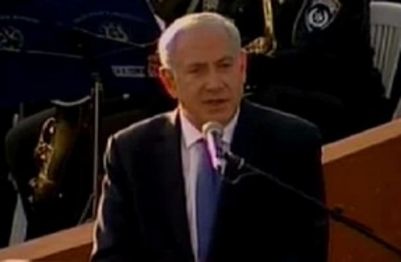 PM Netanyahu at Carmel Fire ceremony_311 (photo credit: Channel 10 )