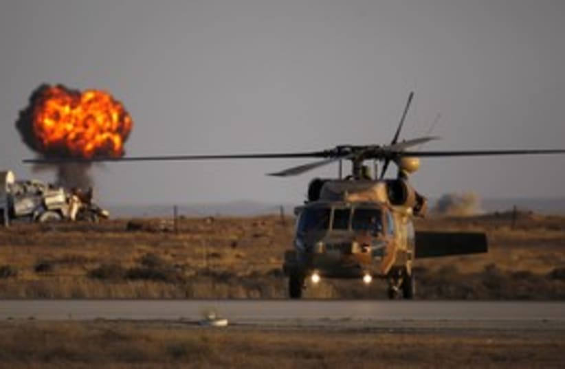 Black Hawk, IAF Hatzerim base, explosion_311 (photo credit: Reuters)
