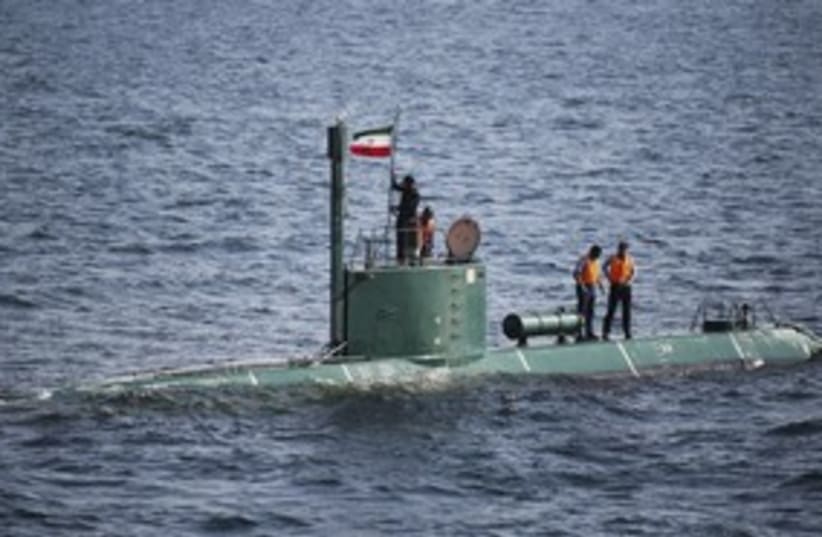 Iranian submarine in Strait of Hormuz 311 (photo credit: REUTERS/Stringer Iran)