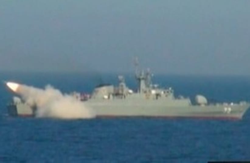 Iranian warship launches a missile 311 (R) (photo credit: REUTERS/IRIB via Reuters TV)