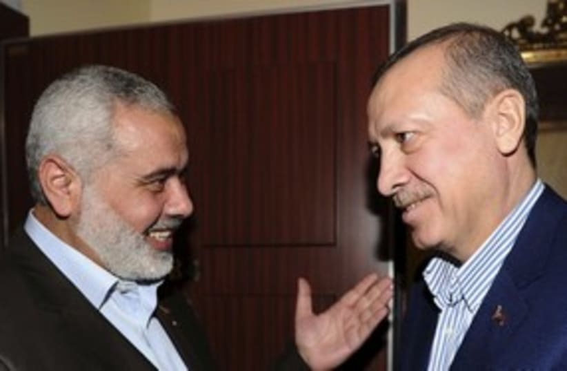 Turkey's Erdogan with Hamas' Ismail Haniyek 311 (photo credit: REUTERS/Kayhan Ozer/Prime Minister's Press Office/)