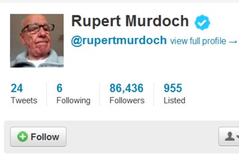 Rupert Murdoch's Twitter account 311 (photo credit: REUTERS)