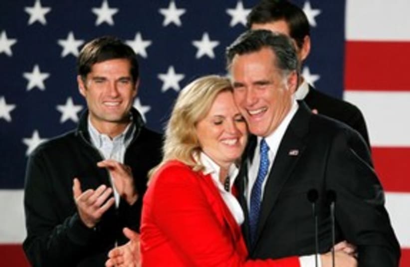 Former Massachusetts governor Mitt Romney after Iowa win 311 (photo credit: REUTERS/Rick Wilking)