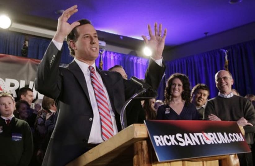 Republican candidate Rick Santorum (photo credit: REUTERS/John Gress)