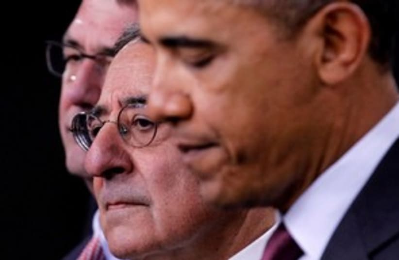 Obama with Panetta 311 (r) (photo credit: REUTERS/Jason Reed)