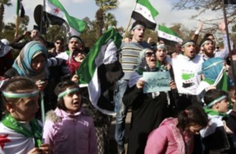 Syria anti-gov't protesters in Cairo_311 (photo credit: Reuters)