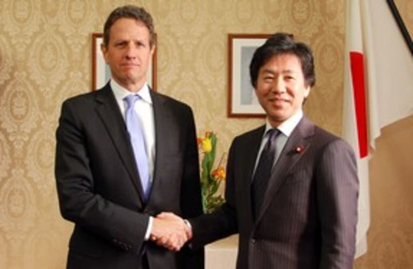 Japan Finance Minister Jun Azumi with timothy geithner 311 R (photo credit: REUTERS)