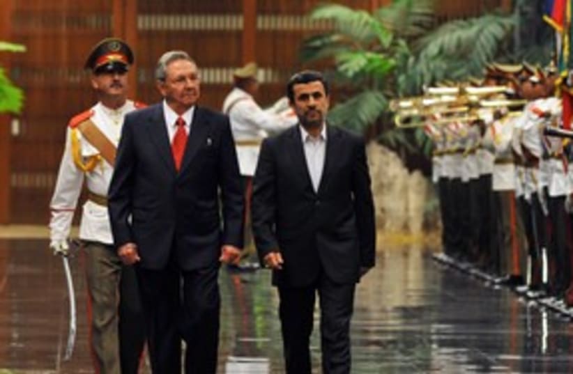 Iranian President Ahmadinejad arrive in Cuba 311 (R) (photo credit: REUTERS/Alejandro Ernesto/Pool)