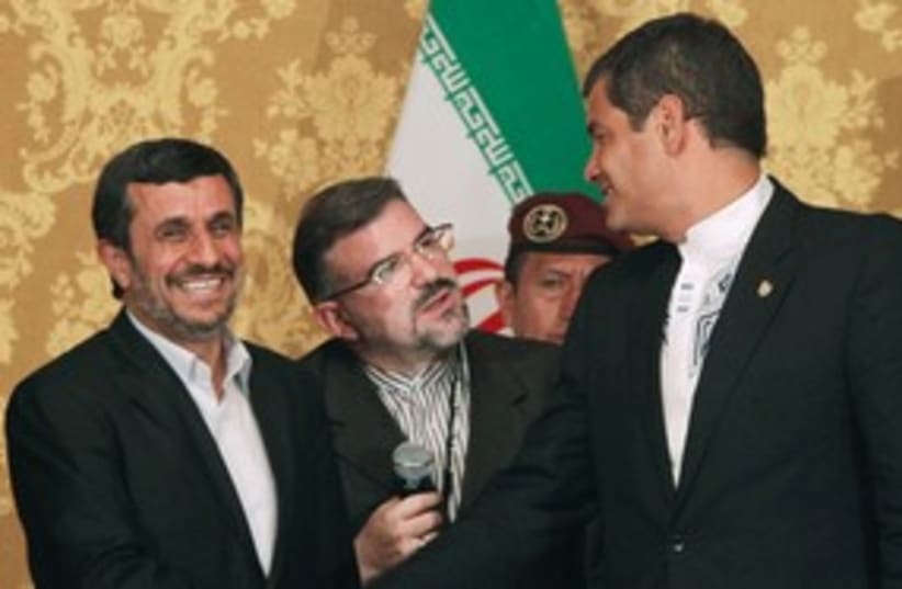 Iranian President Mahmoud Ahmadinejad 311 (R) (photo credit: REUTERS/Guillermo Granja)