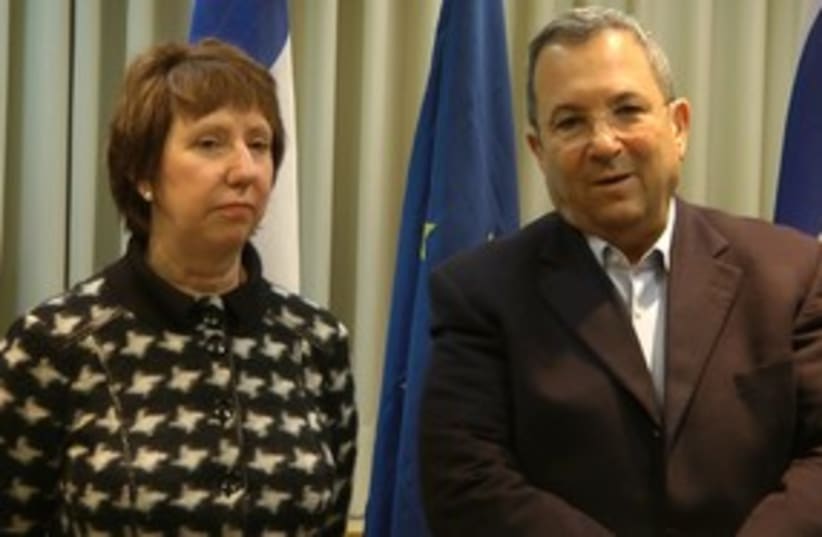Ehud Barak and EU foreign affairs chief Catherine Ashton_311 (photo credit: Ben Spier )
