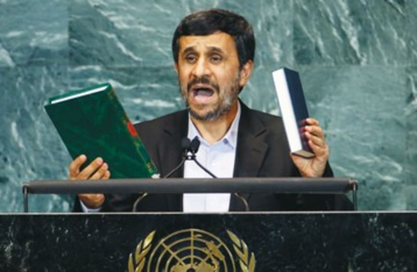 Ahmadinejad at the UN 390 (photo credit: REUTERS)