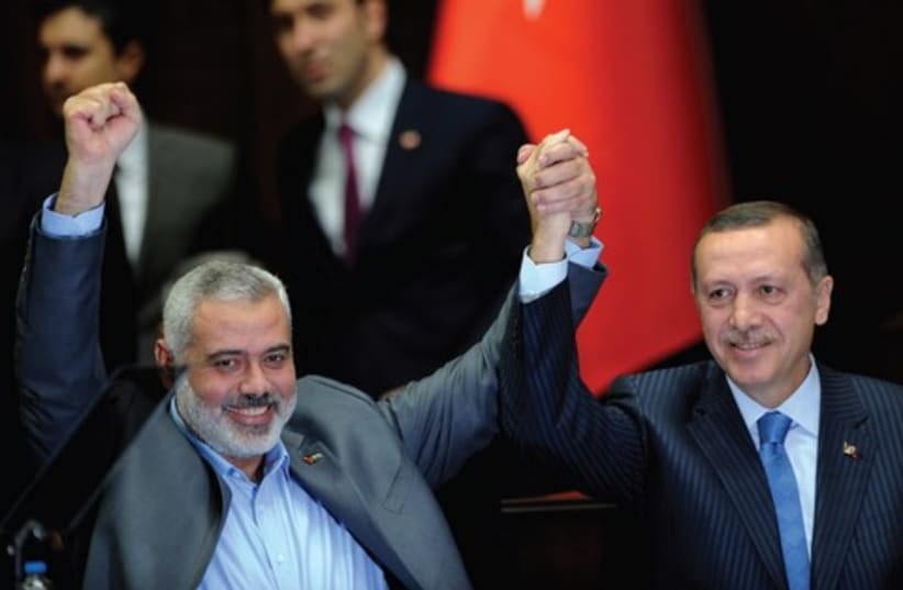 Hamas leader Ismail Haniyeh recieves royal welcome in Turkey (photo credit: Courtesy )