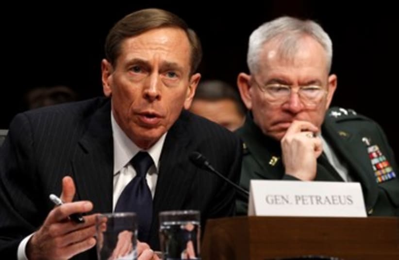 CIA Director David Petraeus in the US Senate 390 (photo credit: REUTERS/Kevin Lamarque)