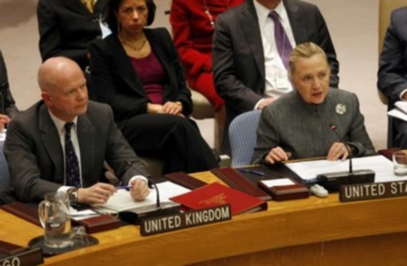 Clinton addresses UN Security Council_390 (photo credit: Mike Segar/Reuters)
