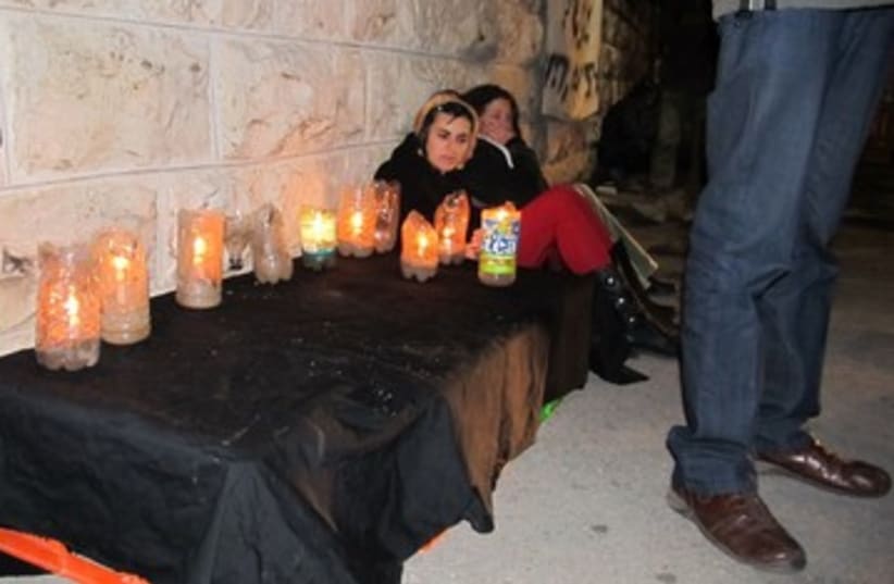 Mock coffin protesting the death of Yohannes Barko 390 (photo credit: Melanie Lidman)