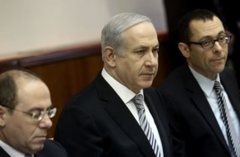 Prime Minister Binyamin Netanyahu in cabinet meeting 390 (photo credit: Kobi Gideon/Flash90/Pool)