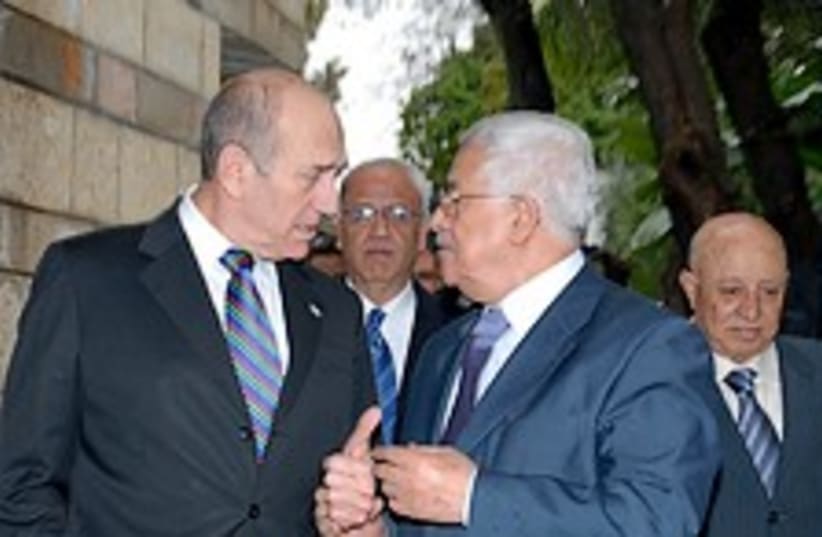 Olmert Abbas discuss 224 (photo credit: GPO)