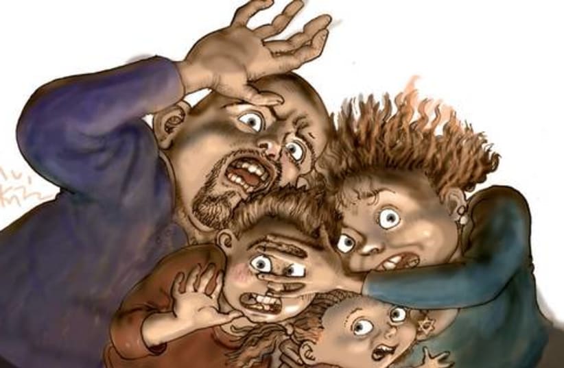 scared israelis illustration(Avi Katz) (photo credit: Avi Katz)