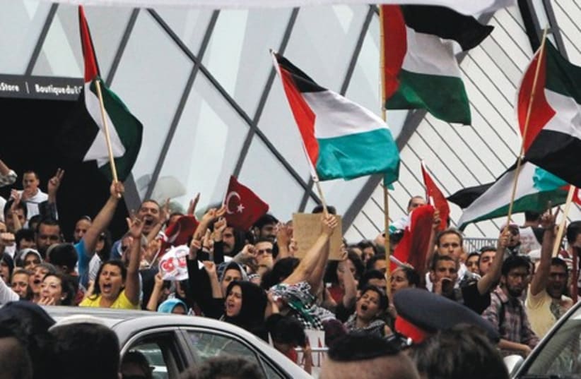 Pro-Palestinian supporters 521 (photo credit: Reuters)