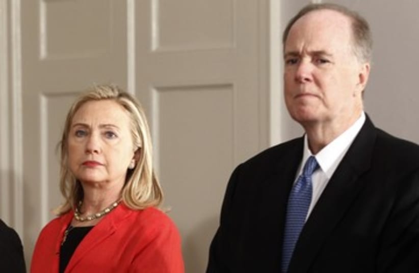 Hillary Clinton with Tom Donilon 390 (photo credit: REUTERS)
