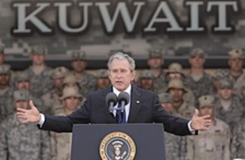 Bush Kuwait troops  224. (photo credit: AP)