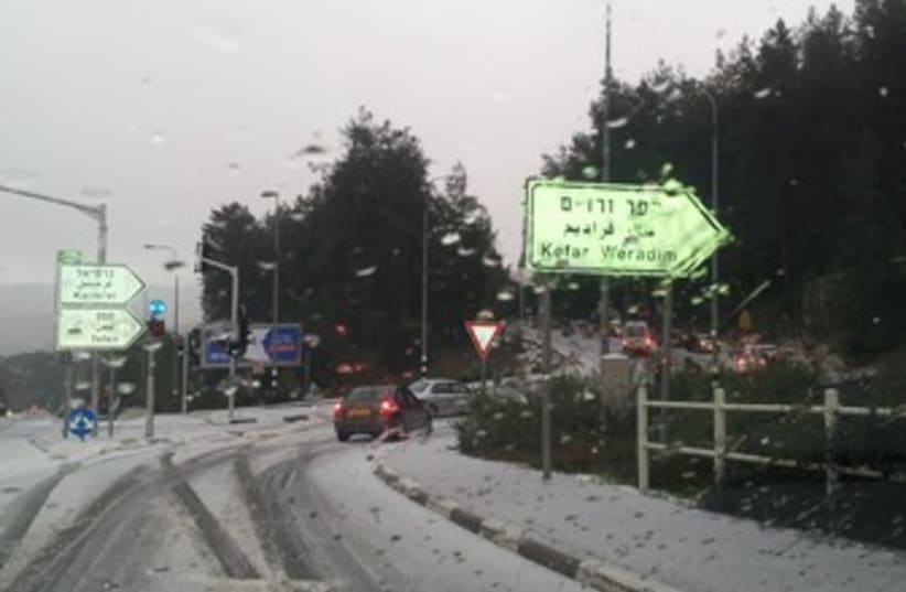 Snow near Kfar Werardim_390 (photo credit: Elana Kirsh)