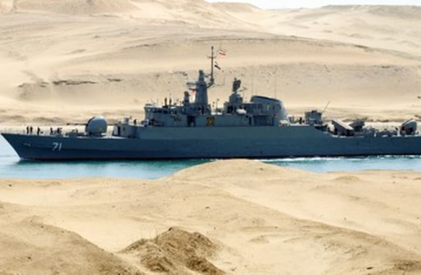 Iranian naval ship travels through the Suez Canal 390 (R) (photo credit: REUTERS)