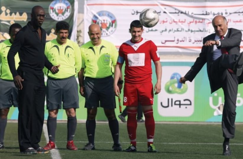 Jibril Rajoub plays soccer (photo credit: courtesty)