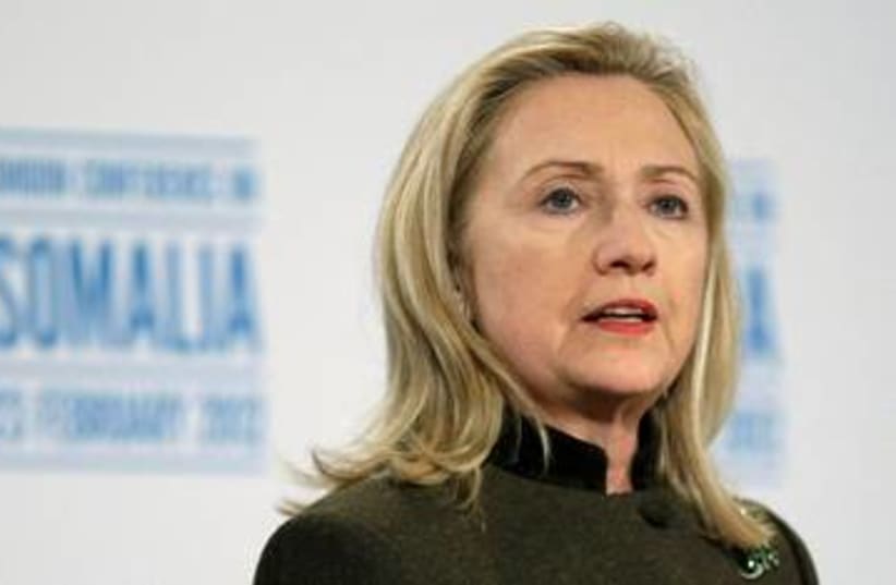 US Secretary of State Hillary Clinton 390 (R) (photo credit: REUTERS/Jason Reed)