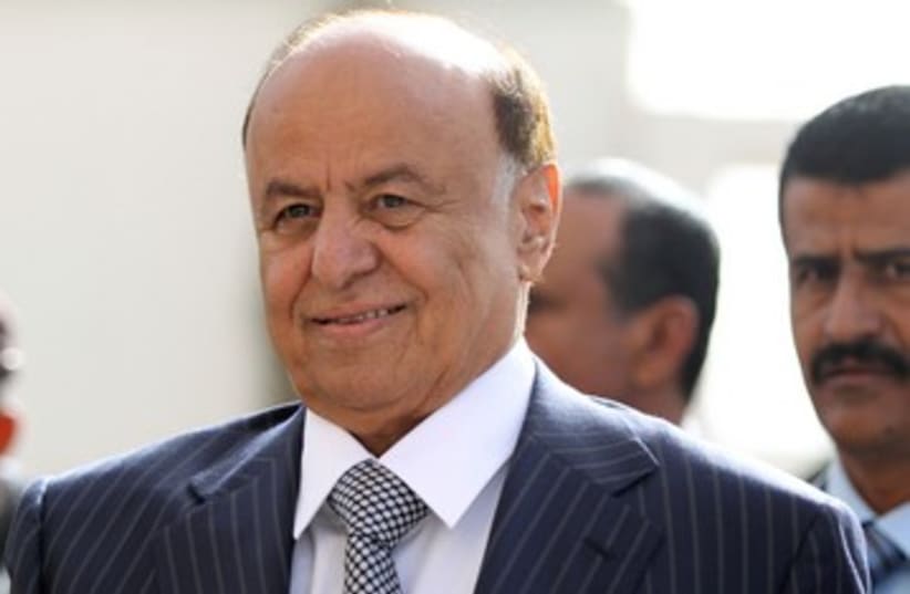 Yemen president Abd-Rabbu Mansour Hadi  390 (photo credit: Mohamed Al-Sayaghi / Reuters)
