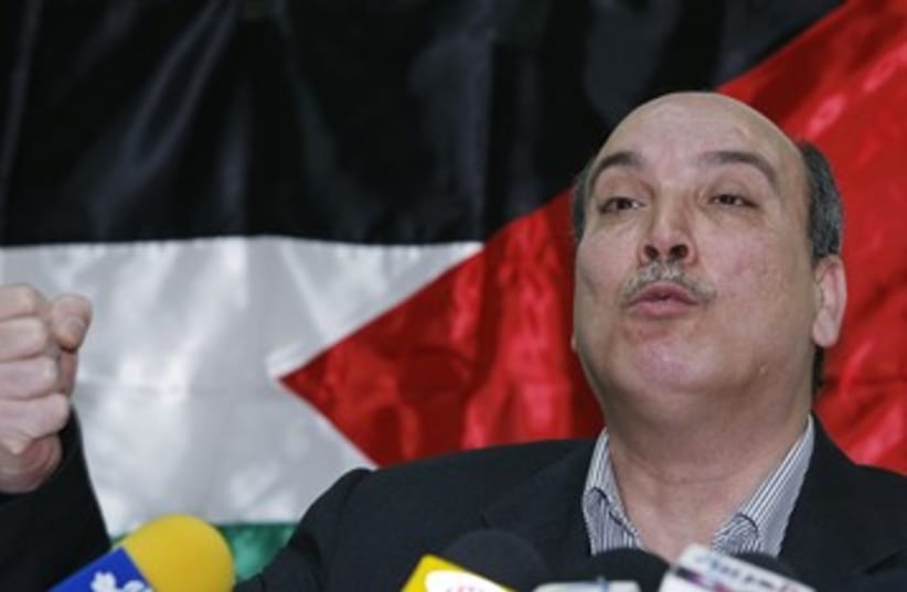 PFLP leader Maher Taher 390 (R) (photo credit: Khaled Al Hariri / Reuters)