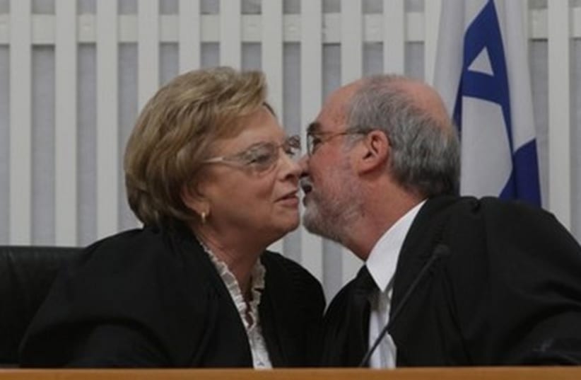 Supreme Court's Dorit Beinisch, Asher Dan Grunis 521 (photo credit: Alex Kolomwisky)