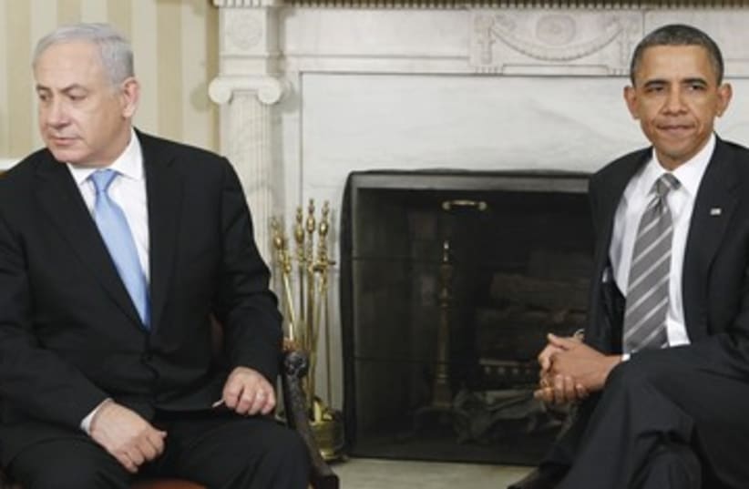 Netanyahuo Obama chilly awkward 390 (photo credit: Jim Young/ Reuters)