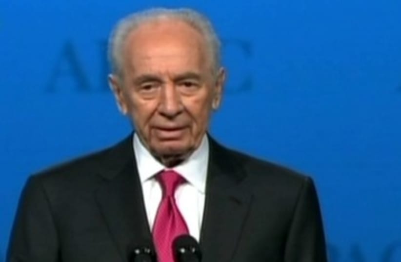 President Shimon Peres at AIPAC Conference 390 (photo credit: Screencap)