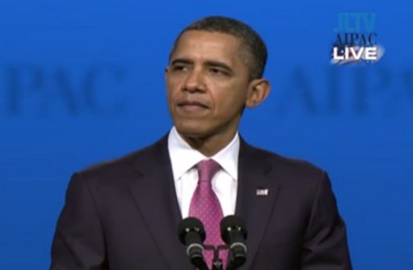 US President Barack Obama at AIPAC Conference 390 (photo credit: Screenshot)