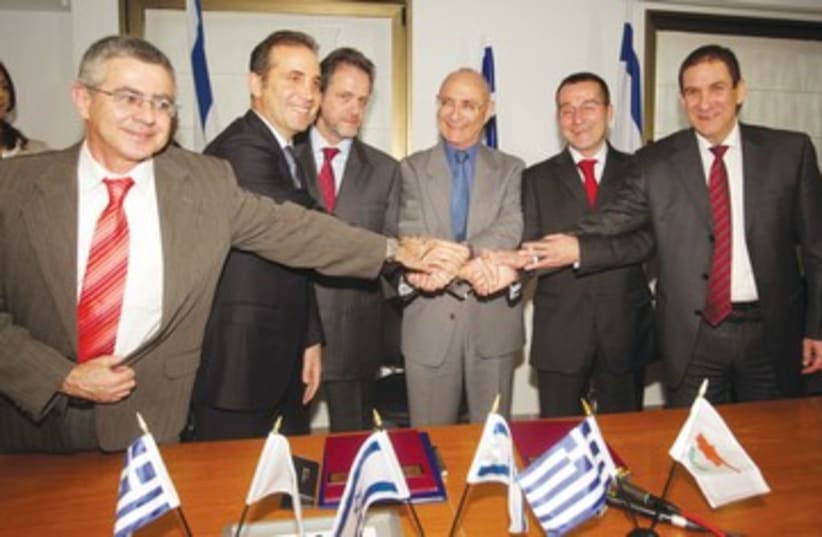 Israeli, Greek, Cypriot officials 390 (photo credit: IEC)