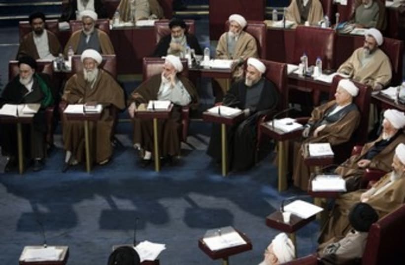 Clerics at Iran's Assembly of Experts meeting, Tehran_370 (photo credit: Raheb Homavandi/Reuters)